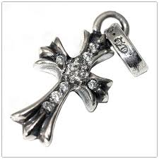 Authentic [Chrome Hearts] Charm CH Cross Baby Fat, Pave Diamonds 